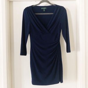 lauren ralph lauren | blue side cinched wrap dress